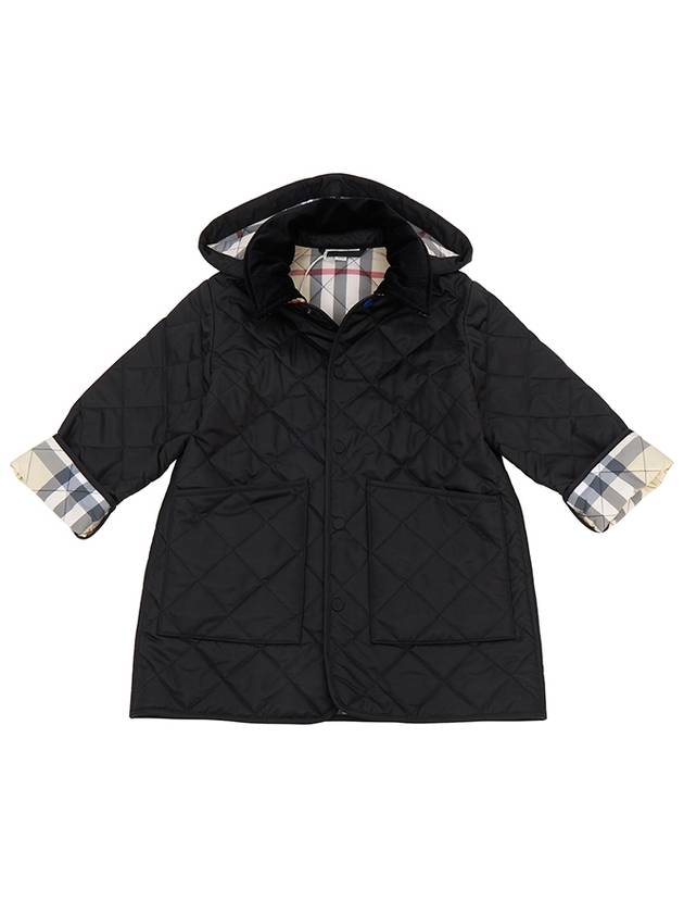 Kids Corduroy Collar Diamond Hooded Quilted Jacket Black - BURBERRY - BALAAN 4