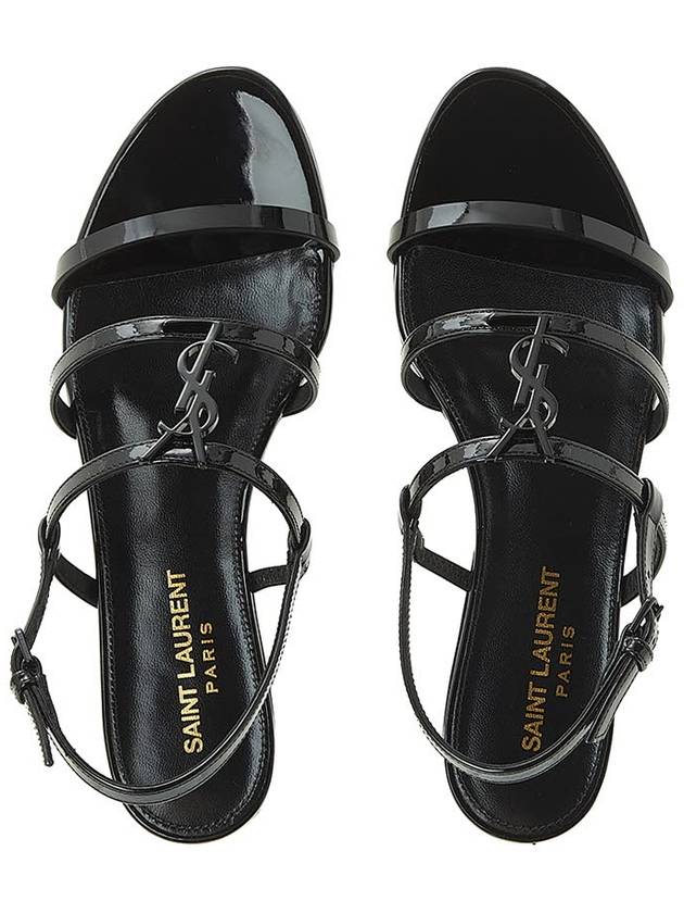 Cassandra Monogram Leather Sandals Black - SAINT LAURENT - BALAAN 7