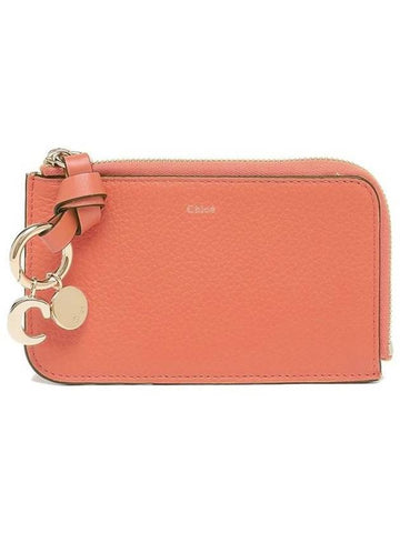 Alphabet Half Zipper Leather Card Wallet Orange - CHLOE - BALAAN 1