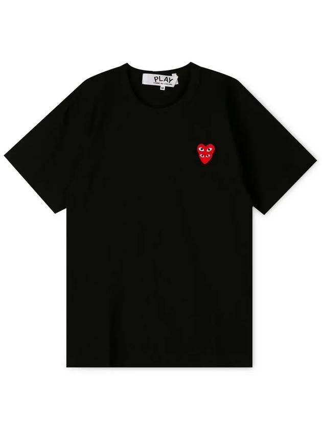 Comme des Gar ons Men s Double Heart Wappen Black Short Sleeve T Shirt AZ T288 051 1 - COMME DES GARCONS PLAY - BALAAN 3