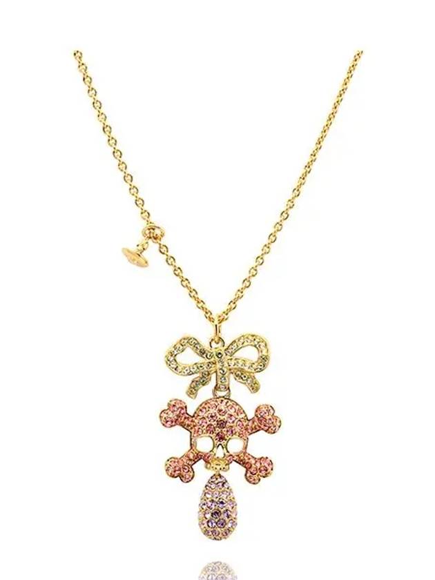 Women Faustine Skull Pendant Crystal Necklace Gold - VIVIENNE WESTWOOD - BALAAN 2