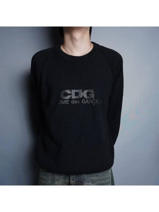 Round Neck School Pullover Knit Sweatshirt Black - COMME DES GARCONS - BALAAN 4