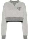 Cropped Logo Print Sweatshirt Grey - MIU MIU - BALAAN 2