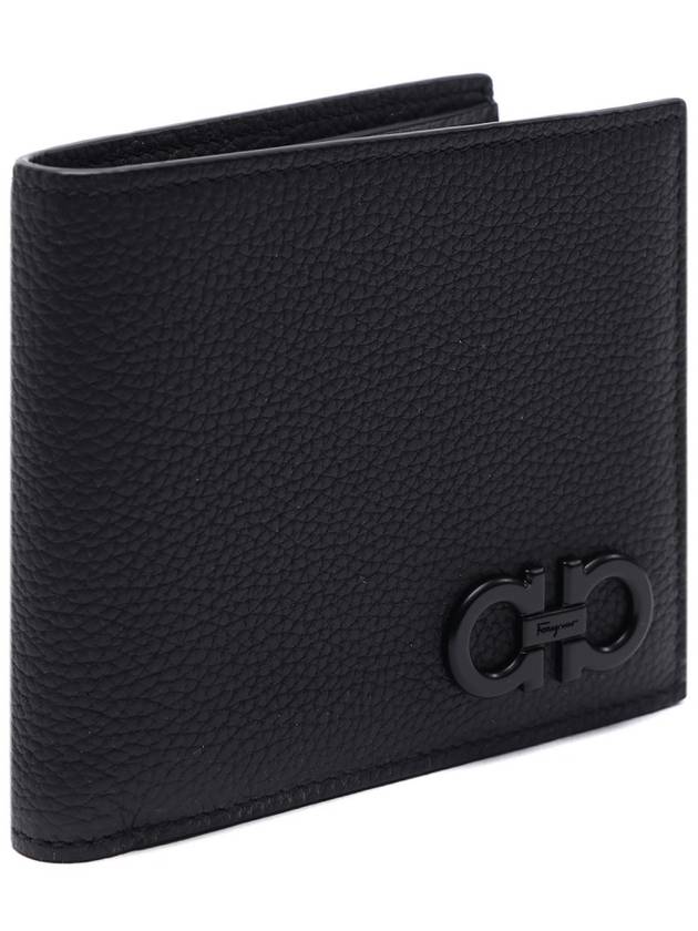 Gancini Logo Half Wallet Black - SALVATORE FERRAGAMO - BALAAN 4