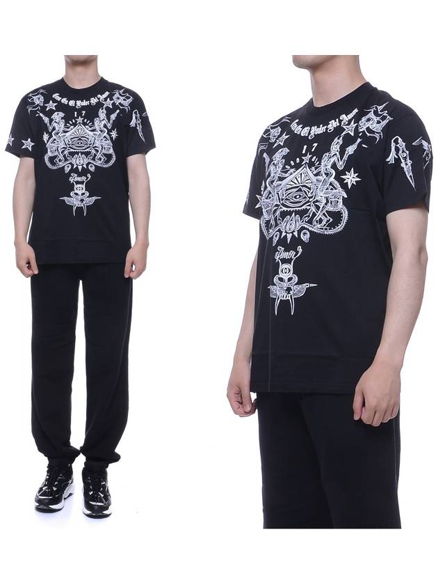 Tattoo Print Cotton Short Sleeve T-Shirt Black - GIVENCHY - BALAAN 2