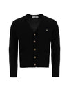 Logo Embroided Button Wool Cardigan Black - VIVIENNE WESTWOOD - BALAAN 2