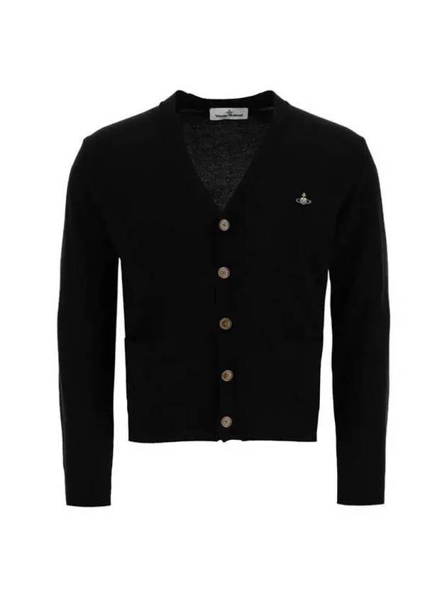 Logo Embroided Button Wool Cardigan Black - VIVIENNE WESTWOOD - BALAAN 2