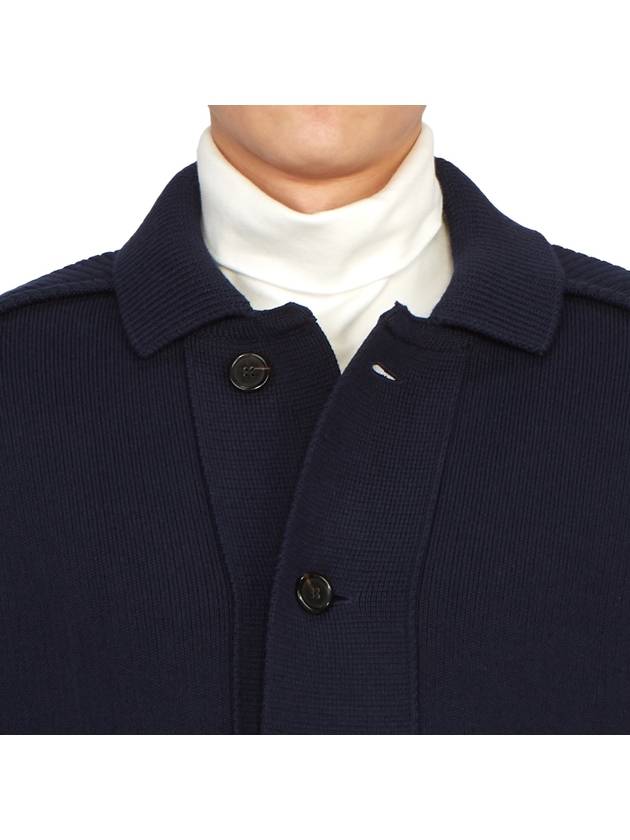 Cotton Cashmere Interlock 4-Bar Polo Collar Overcoat Navy - THOM BROWNE - BALAAN 9