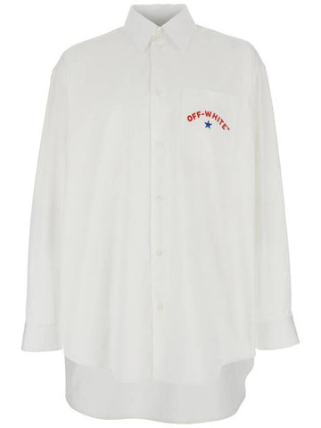 'Star Arrow' White Shirt With Logo Detail On The Front And Maxi Logo Print On The Rear In Cotton Man - OFF WHITE - BALAAN 1