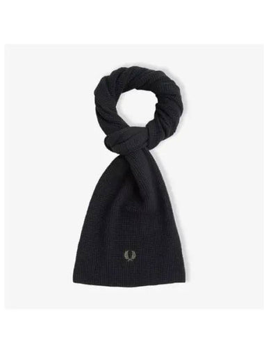 Fred Perry Waffle Knit Cotton Scarf Black CFPU2438150 102 - FRED PERRY - BALAAN 1