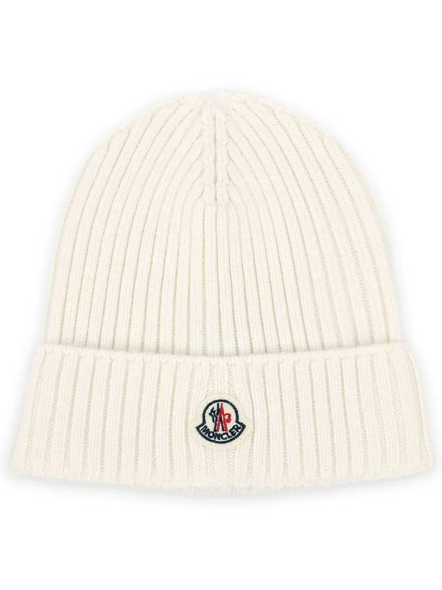 Kids Infant Logo Patch Wool Beanie Ivory 3B00015 M1131 030 - MONCLER - BALAAN 3