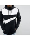 Men's Big Swoosh Hybrid Zip-Up Hoodie Black - NIKE - BALAAN 2