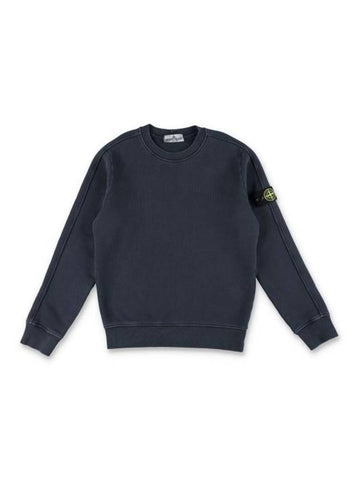 Kids Logo Patch Crew Neck Sweatshirt Navy - STONE ISLAND - BALAAN 1