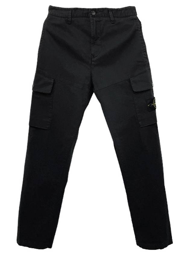 33908 Organic Cotton Satin Stretch Cargo Straight Pants Black - STONE ISLAND - BALAAN 3