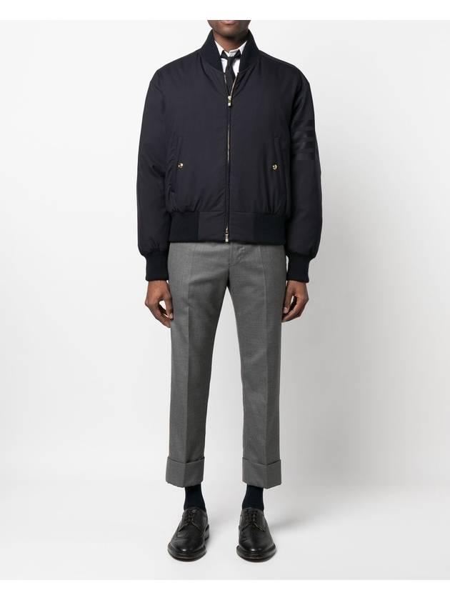 4 Bar Oversized Down Bomber Jacket Navy - THOM BROWNE - BALAAN 3