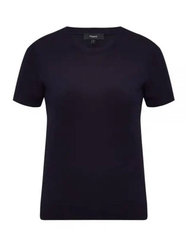 Women's Regal Wool Slim Crew Neck Short Sleeve T-Shirt Blue - THEORY - BALAAN 2