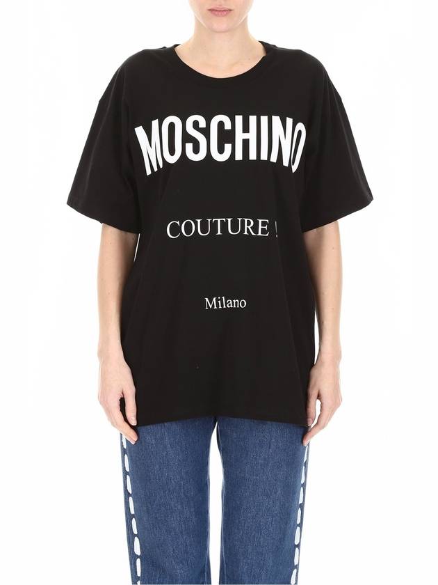 Women's Couture Logo Tee Short Sleeve TShirt Black A0709 540 2555 - MOSCHINO - BALAAN 6