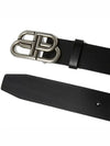 BB Vintage Silver Double Logo Buckle Leather Belt Black - BALENCIAGA - BALAAN 1