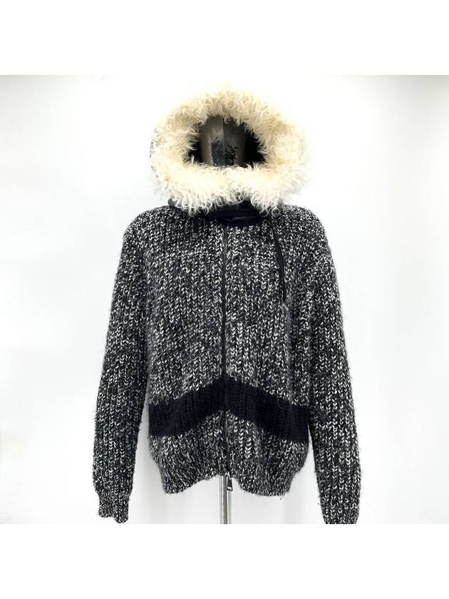 Mohair fur knit zip up jacket - MONCLER - BALAAN 2