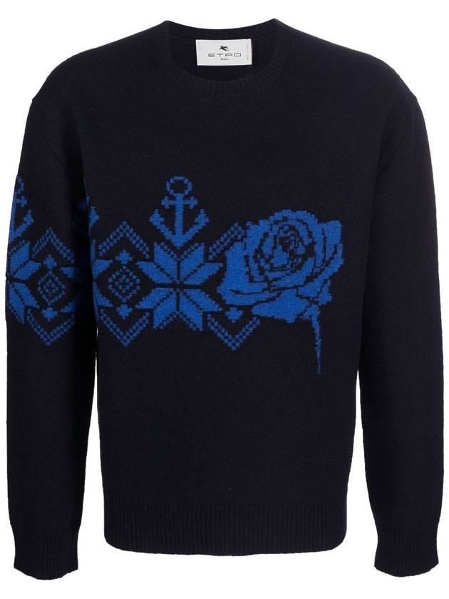 Men's Flower Knit Top Blue - ETRO - BALAAN 1