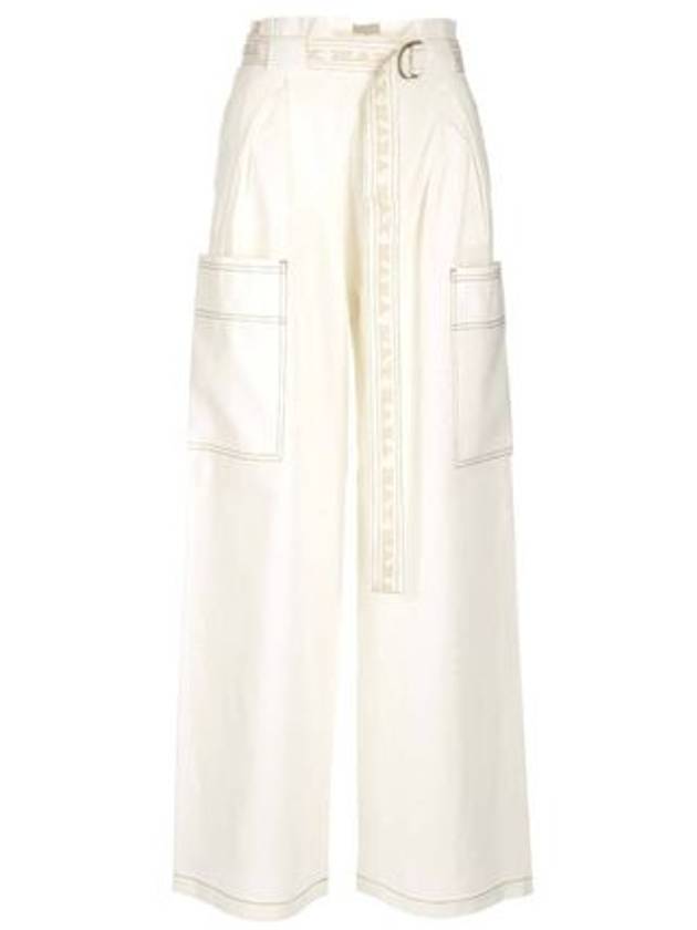 Women's Slogan Belted Track Pants White - MAX MARA - BALAAN 2