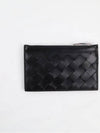 Intrecciato Zipper Single Card Wallet Black - BOTTEGA VENETA - BALAAN 3