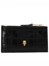 Skull Crocodile Embossed Zipper Card Wallet Black - ALEXANDER MCQUEEN - BALAAN 2