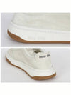 Logo Print Bleached Leather Low Top Sneakers White - MIU MIU - BALAAN 7