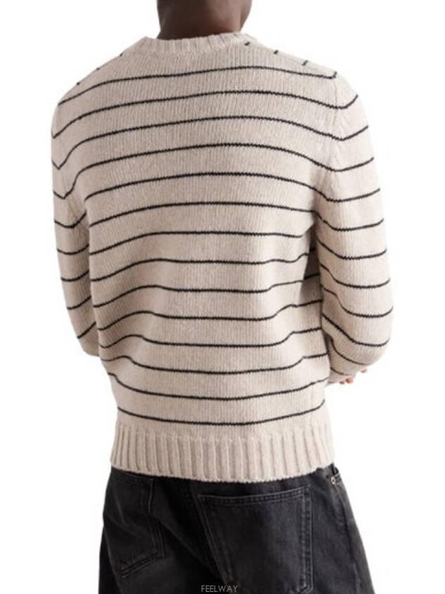 Striped Triomphe Embroidery Wool Knit Top Vanilla - CELINE - BALAAN 7