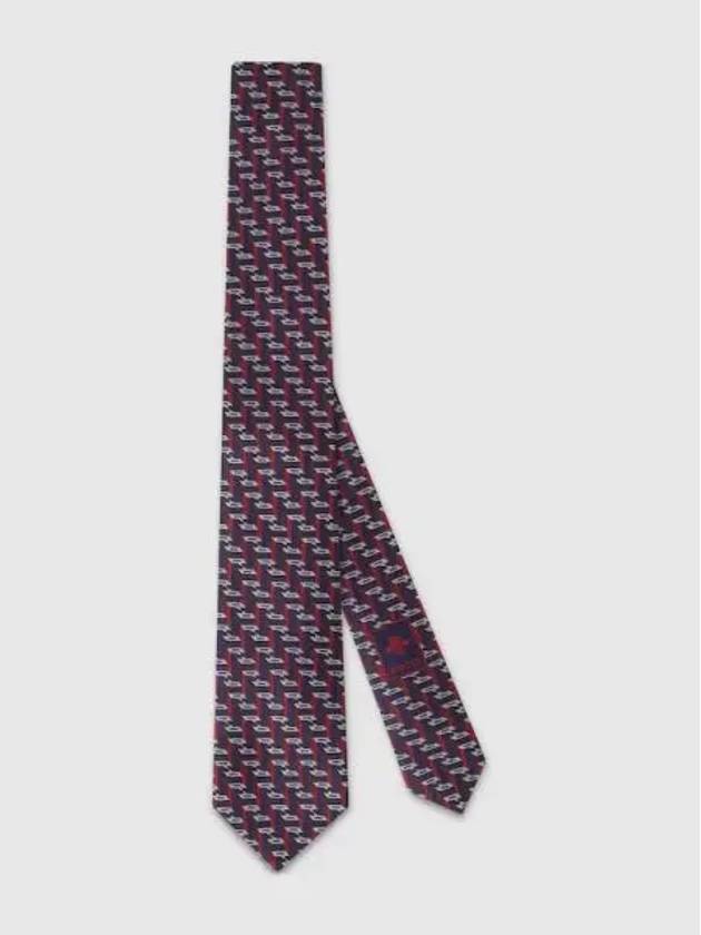 Horsebit Jacquard Silk Tie Navy Red - GUCCI - BALAAN 2