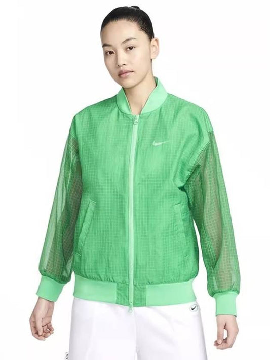 Essential Woven Varsity Windbreaker DV7973 363 Green WOMENS L Asian Fit - NIKE - BALAAN 1