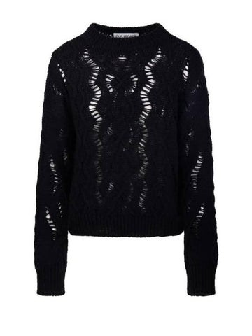 Cable Sonar Round Neck Knit Top Black - OUR LEGACY - BALAAN 1