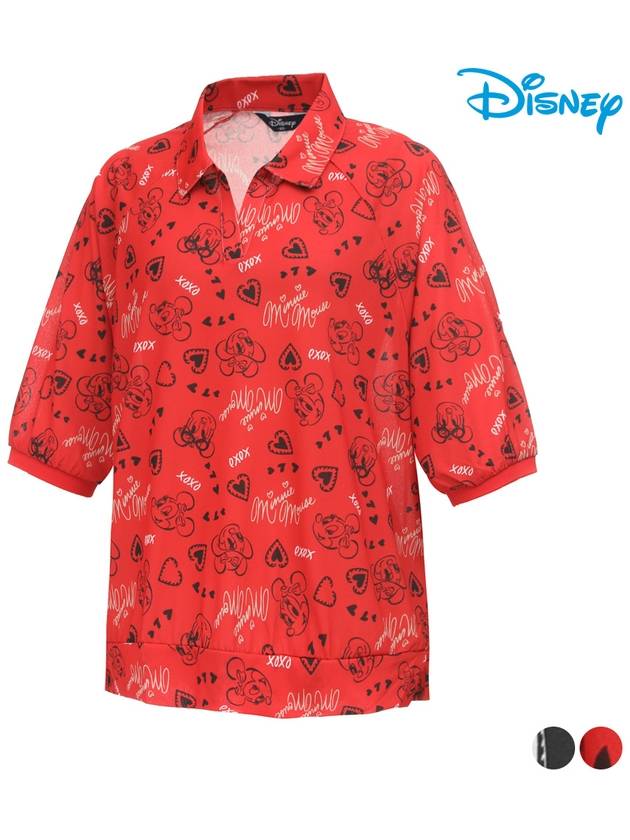 front printed open collar chiffon short sleeve collar t-shirt DN2LTS031 - DISNEY GOLF - BALAAN 1