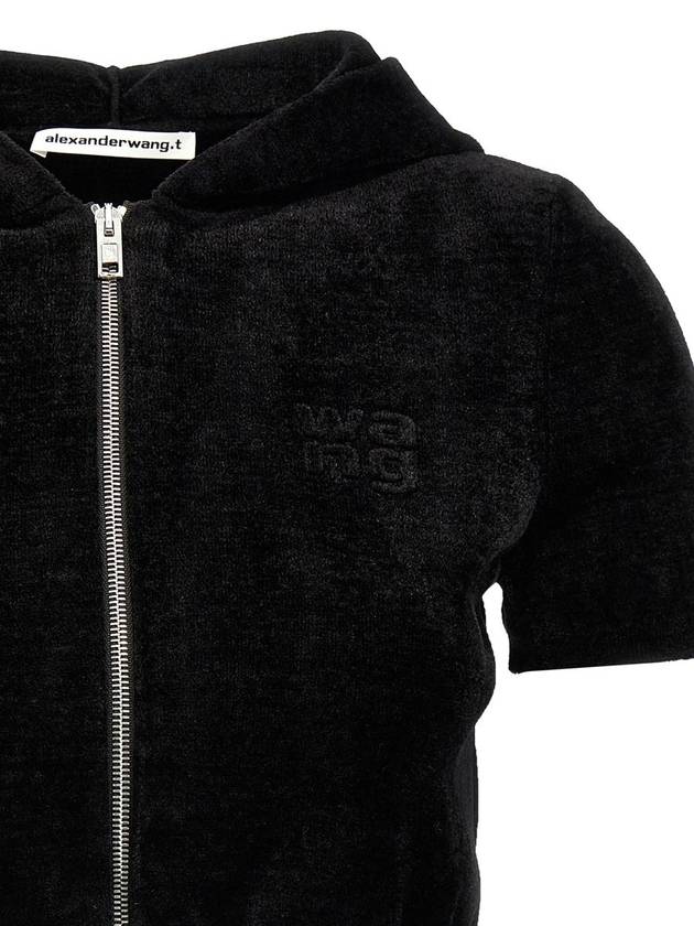 T By Alexander Wang Logo Chenille Cropped Hoodie - ALEXANDER WANG - BALAAN 3