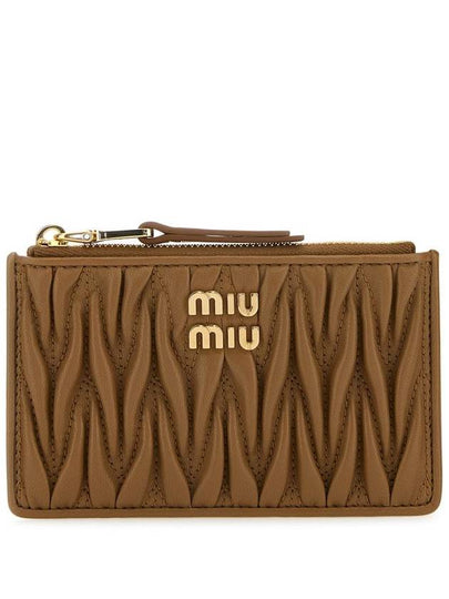 Matelasse Leather Card Wallet Brown - MIU MIU - BALAAN 2