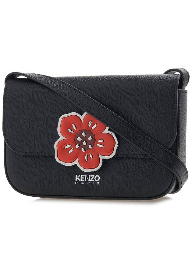 Boke Flower Leather Shoulder Bag Black - KENZO - BALAAN 3