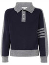 4-Bar Wool Polo Knit Top Navy Grey - THOM BROWNE - BALAAN 2