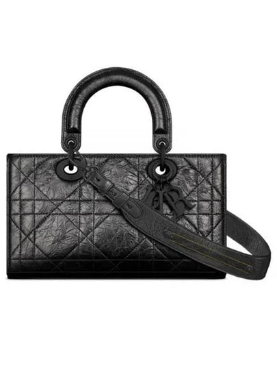 Lady  My ABCDior D-Sire Macrocannage Crinkle Small Calfskin Tote Bag Black - DIOR - BALAAN 2