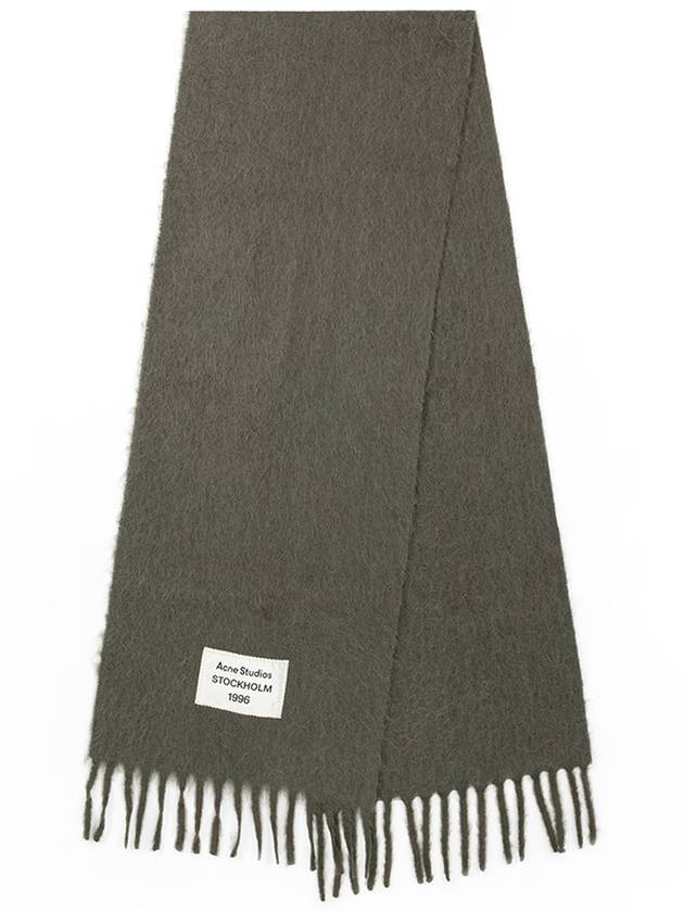 Logo Patch Fringe Muffler Grey - ACNE STUDIOS - BALAAN 2