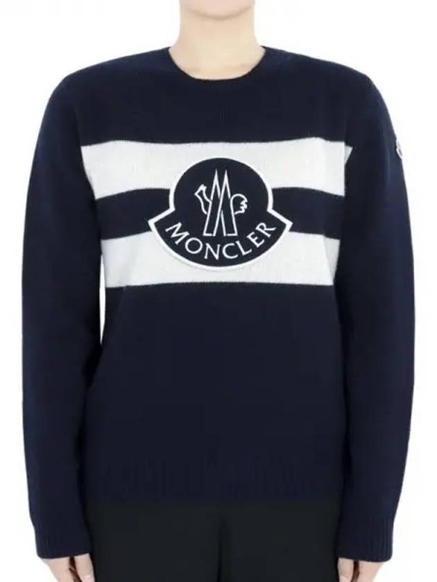 Kids big logo wool knit navy 9C00002 M1241 750 12 14A adult wearable 1136770 - MONCLER - BALAAN 1