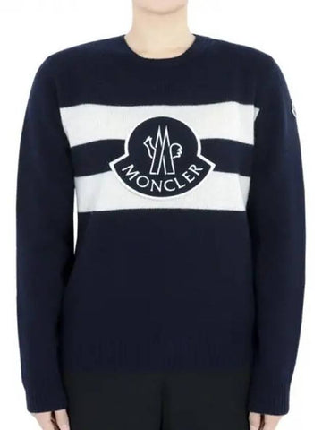 Kids big logo wool knit navy 9C00002 M1241 750 12 14A adult wearable 1136770 - MONCLER - BALAAN 1