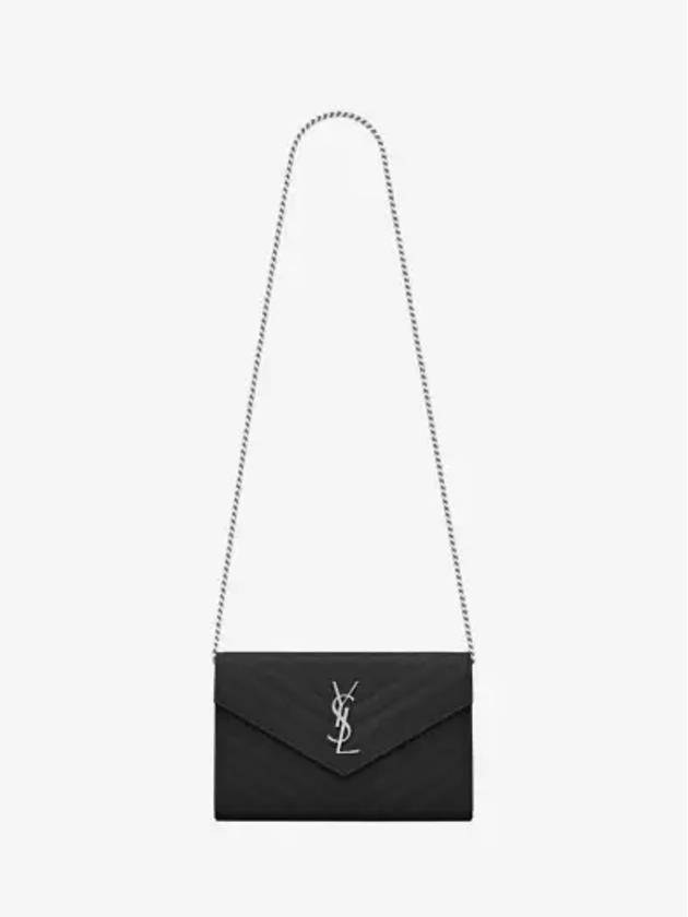 Cassandre Matelasse Chain Cross Bag In Grain de Poudre Embossed Leather Black - SAINT LAURENT - BALAAN 3