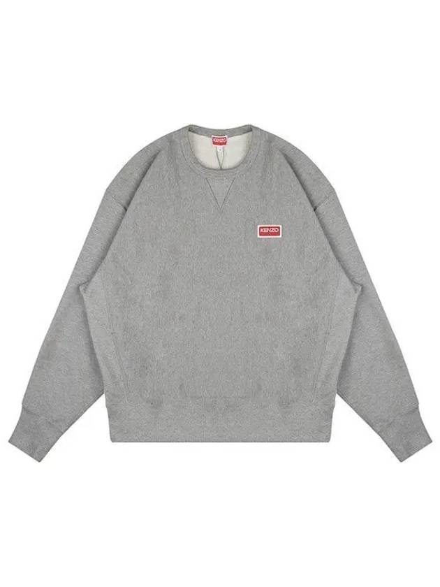 Paris Logo Crew Neck Cotton Sweatshirt Pearl Grey - KENZO - BALAAN 2