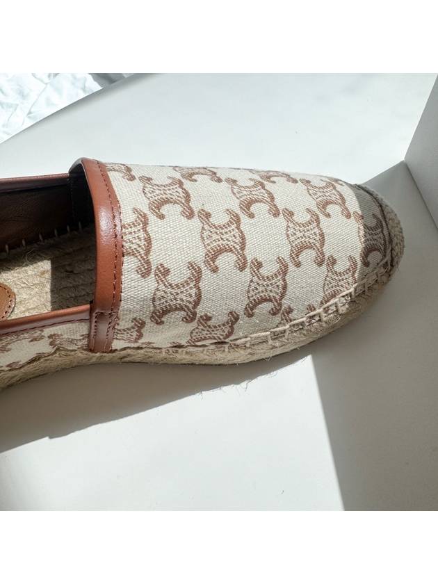 Signature Triomphe Canvas Calfskin Flat Espadrille Ecru - CELINE - BALAAN 7