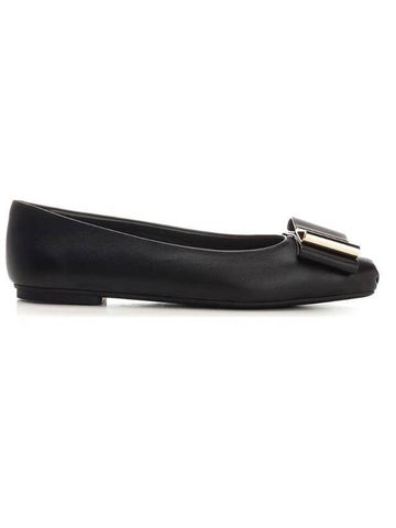 Double Bow Ballerina Flats Black - SALVATORE FERRAGAMO - BALAAN 1