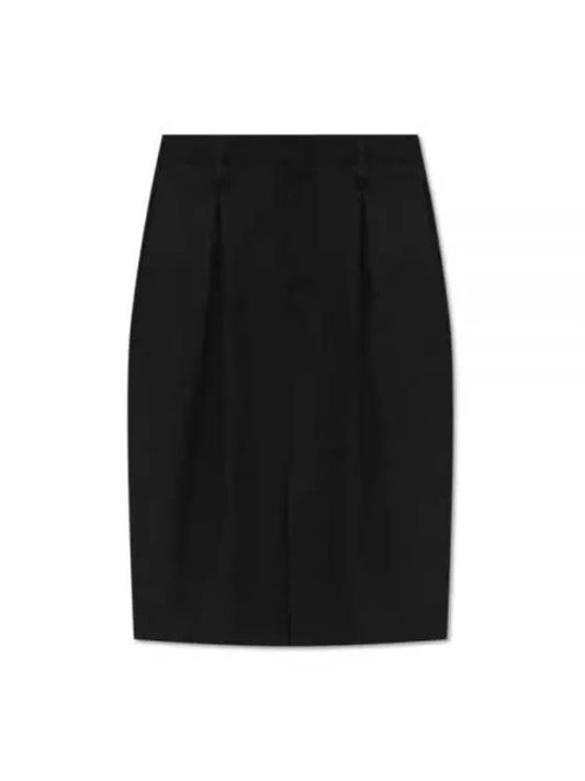 High-waist Midi H-line Skirt Black - AMI - BALAAN 2