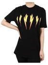 Flame Bolt Printing T-Shirt Black Women PBJT480D - NEIL BARRETT - BALAAN 1