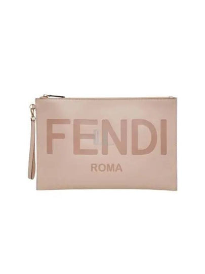 Logo Large Flat Clutch Bag Pink - FENDI - BALAAN 2