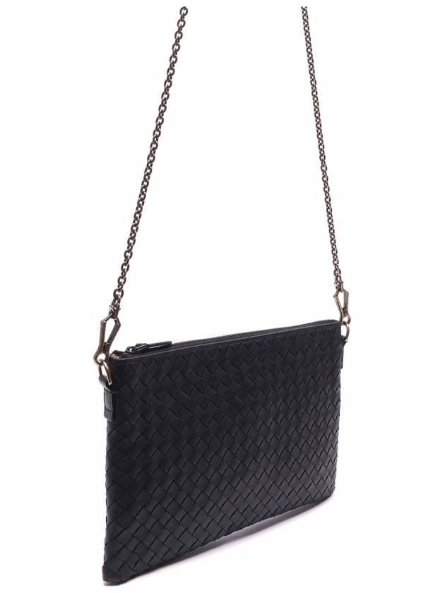 Intrecciato Chain Crossbody Bag Black - BOTTEGA VENETA - BALAAN 4