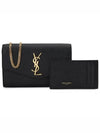 Monogram Uptown Chain Embossed Leather Long Wallet Black - SAINT LAURENT - BALAAN 2